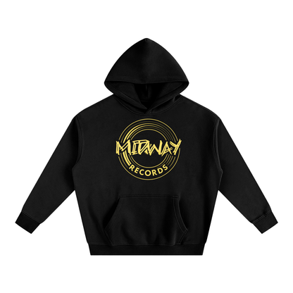 Black hoodie with yellow 'Midway Records' logo
