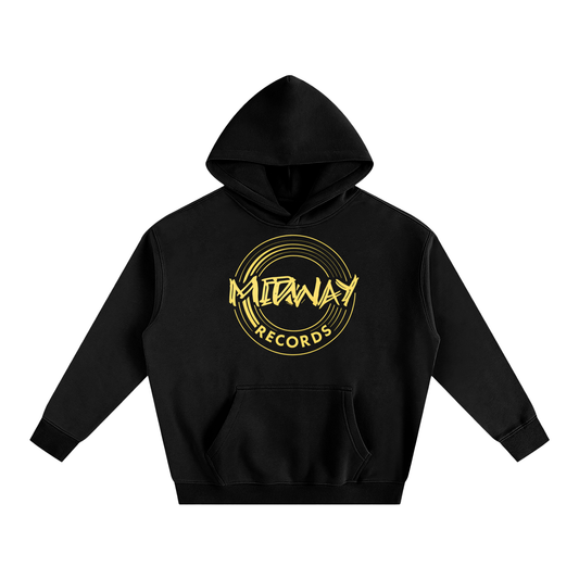 Black hoodie with yellow 'Midway Records' logo